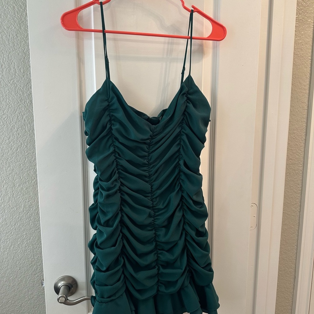 Lucy in the Sky Deep Teal/Green Gathered Dress
